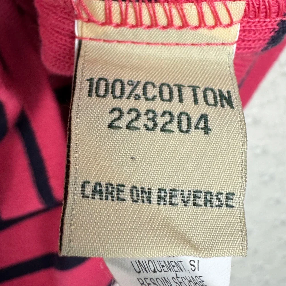 L.L.Bean Quarter Zip Pullover Sailor Striped Women XL Navy Pink-Orange Preppy